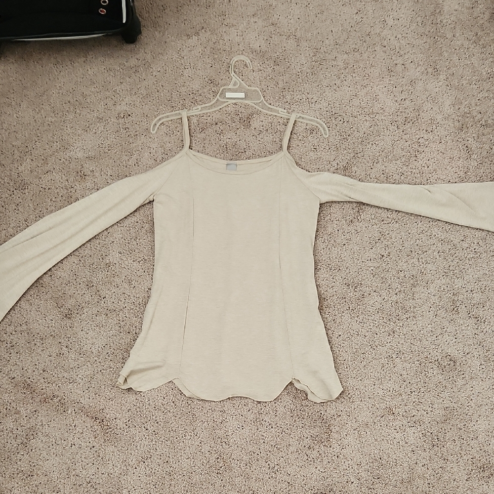 Cream Cold-shoulder Bell Sleeve Top